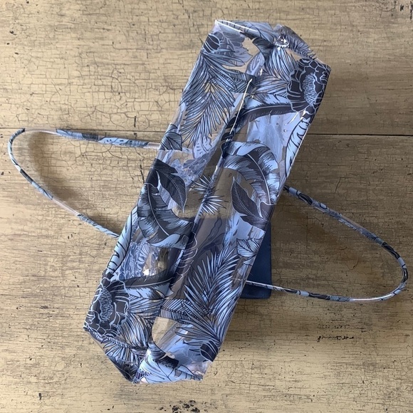 PINK VICTORIAS SECRET Summer Blue Tropical Floral PVC Tote Bag - Picture 12 of 16